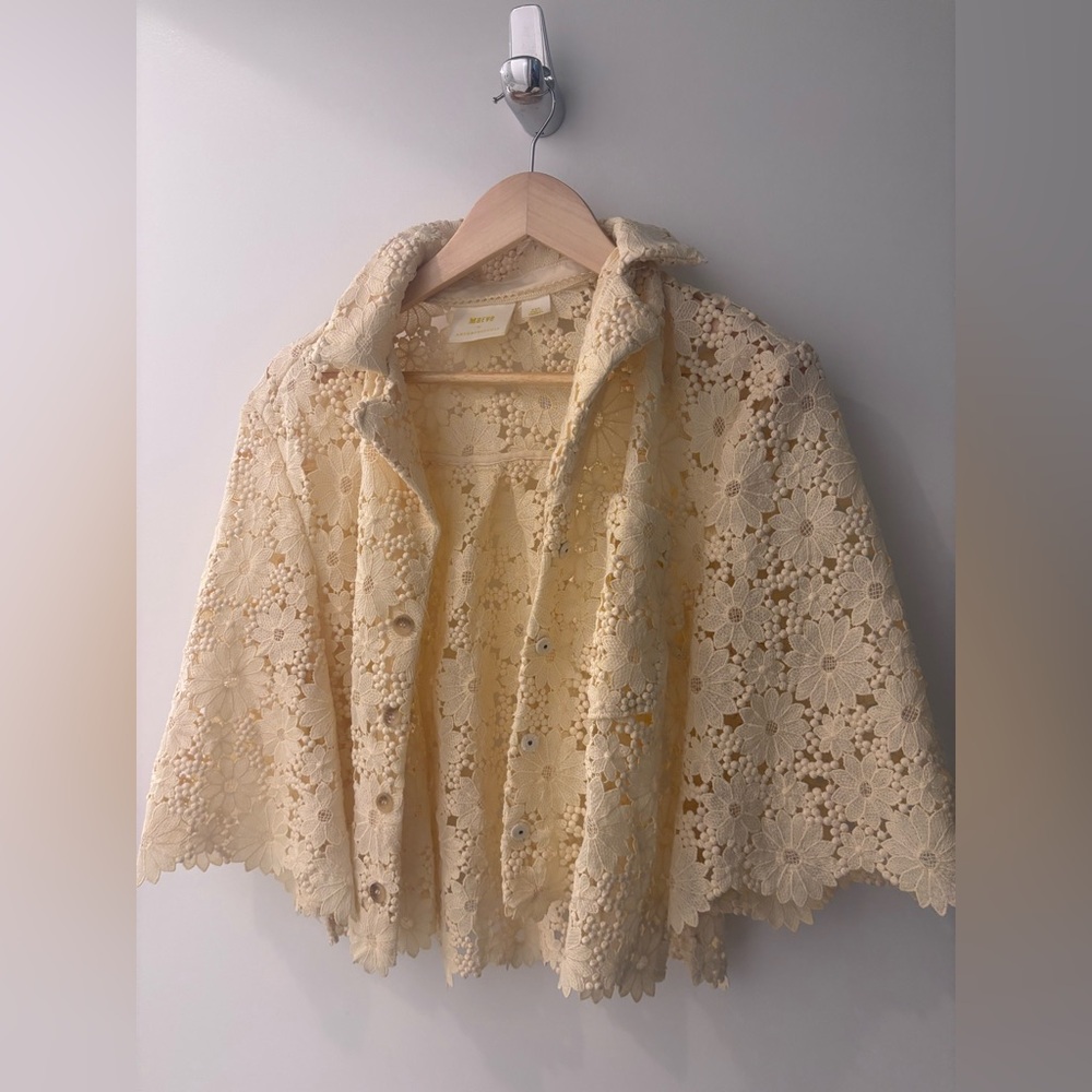 Anthropologie Cream Lace Jacket